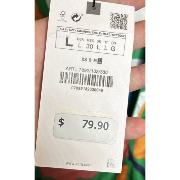 Zara Jumpsuit Size L Wide Leg Satin Open Back Knotted Straps Printed NWT - Picture 8 of 11